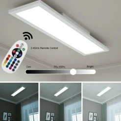 Tangkula Smart LED Ceiling Light, Dimmable RGB Light Panel with APP Control, 18W LED 1300 Lumens (White)
