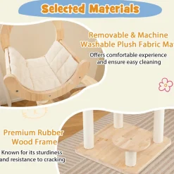 Tangkula Solid Wood Cat Tree, 4-in-1 Building Block Large Cat Tower with Space Capsule Nest, Sisal Scratching Posts