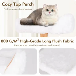Tangkula Solid Wood Cat Tree, Modern Wooden Cat Tower with Jute Scratching Posts