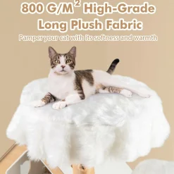 Tangkula Solid Wood Cat Tree, Modern Wooden Cat Tower with Jute Scratching Posts, 2 Perches, Condo