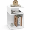 Tangkula S-Shaped Side Table, 3 Tier Wood End Table with Open Storage Shelves