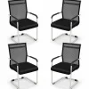 Tangkula Stackable Conference Chairs Set of 4/8/12, Mid Back Office Guest Chairs with Mesh Fabric & Sled Base