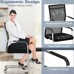 Tangkula Stackable Conference Chairs Set of 4/8/12, Mid Back Office Guest Chairs with Mesh Fabric & Sled Base