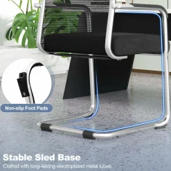 Tangkula Stackable Conference Chairs Set of 4/8/12, Mid Back Office Guest Chairs with Mesh Fabric & Sled Base