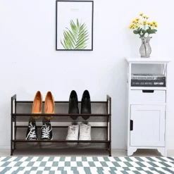 Tangkula Stackable Flat & Slant Adjustable Shoe Storage Stand