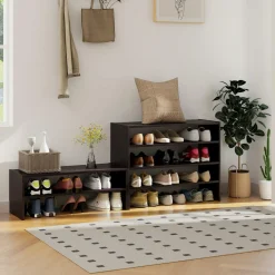 Tangkula Stackble Shoe Rack, 6-Tier Space Saving Corner Shoe Shelf for 18 Pairs