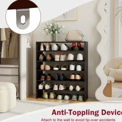 Tangkula Stackble Shoe Rack, 6-Tier Space Saving Corner Shoe Shelf for 18 Pairs