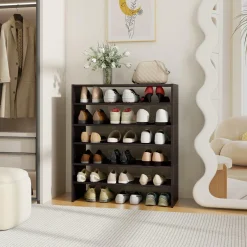 Tangkula Stackble Shoe Rack, 6-Tier Space Saving Corner Shoe Shelf for 18 Pairs