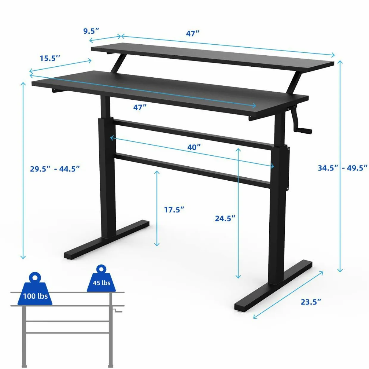 Tangkula Standing Desk, 2-Tier Height Adjustable Sit to Standing Desk