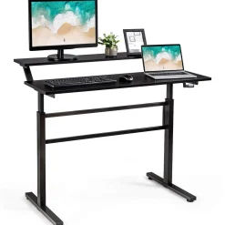 Tangkula Standing Desk, 2-Tier Height Adjustable Sit to Standing Desk