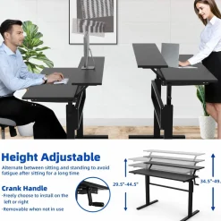Tangkula Standing Desk, 2-Tier Height Adjustable Sit to Standing Desk