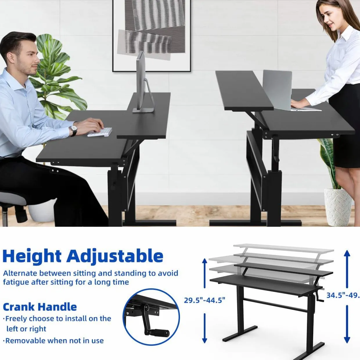 Tangkula Standing Desk, 2-Tier Height Adjustable Sit to Standing Desk