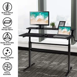Tangkula Standing Desk, 2-Tier Height Adjustable Sit to Standing Desk