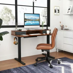 Tangkula Standing Desk with Drawers, Electric Stand-up Desk with Monitor Stand