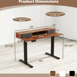 Tangkula Standing Desk with Drawers, Electric Stand-up Desk with Monitor Stand