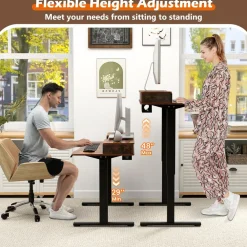 Tangkula Standing Desk with Drawers, Electric Stand-up Desk with Monitor Stand