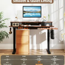 Tangkula Standing Desk with Drawers, Electric Stand-up Desk with Monitor Stand