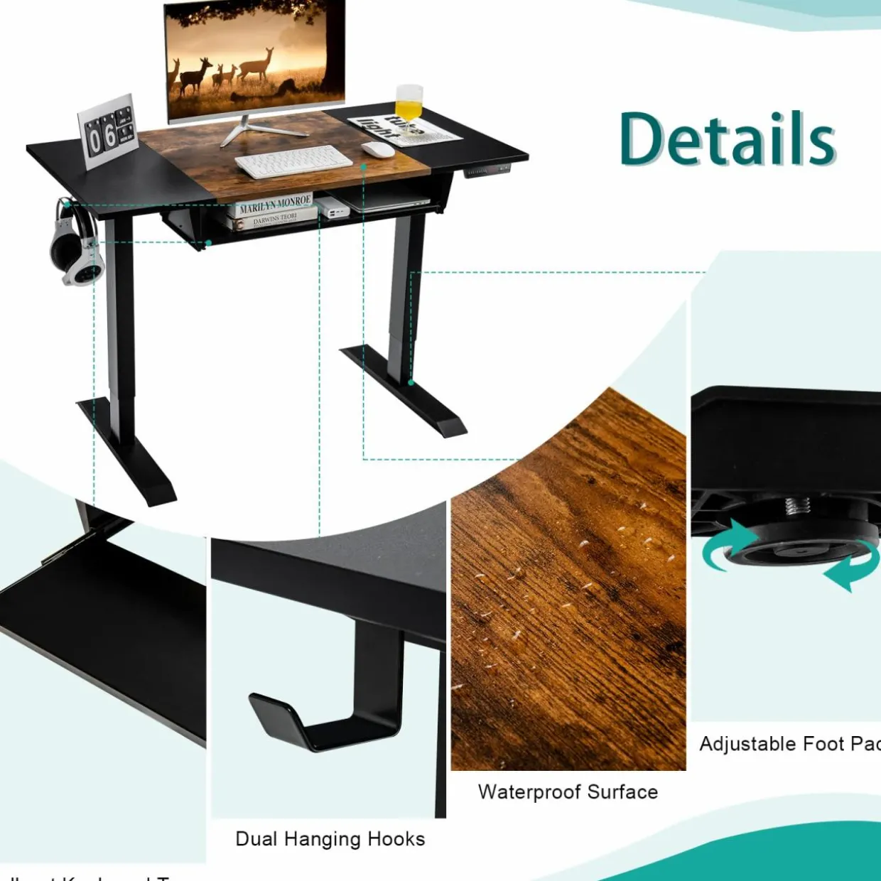 Tangkula Standing Desk with Keyboard Tray