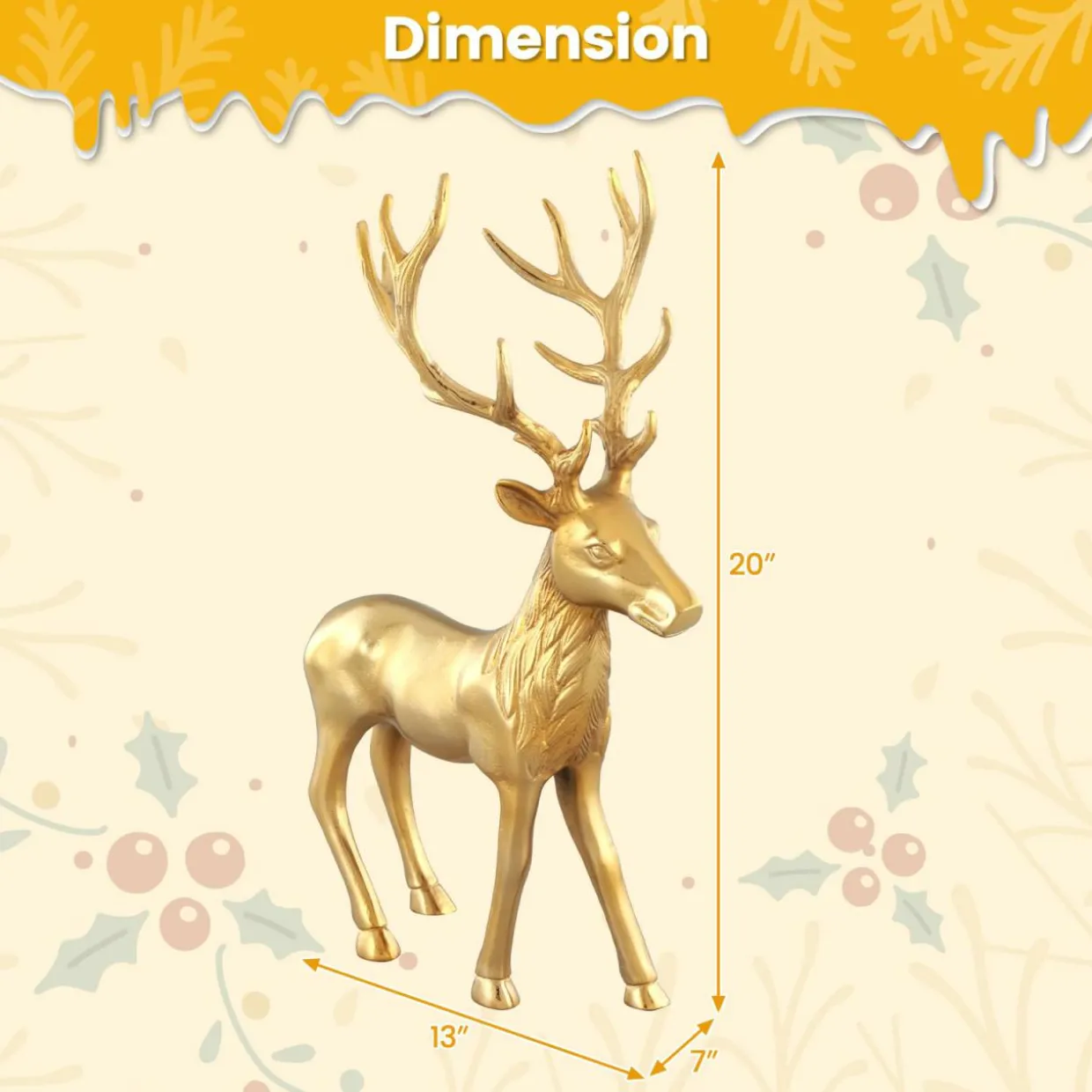 Tangkula Standing Reindeer Statue, Aluminum Deer Sculpture for Indoors, Christmas Reindeer Decor Statue for Home Office Shop School