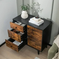Tangkula Storage Cabinet with 3 Drawers and Door Cabinet