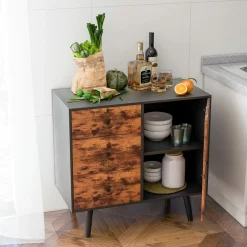 Tangkula Storage Cabinet with 3 Drawers and Door Cabinet