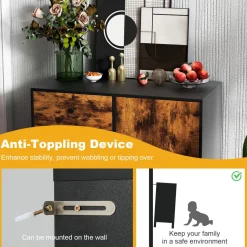 Tangkula Storage Cabinet with 3 Drawers and Door Cabinet