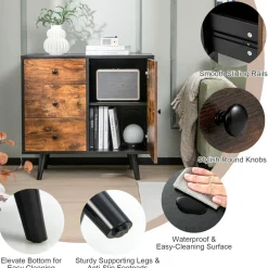 Tangkula Storage Cabinet with 3 Drawers and Door Cabinet