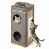 Tangkula 3-Story Cat Tree Condo, Wooden Cat House with Scratching Board