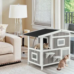 Tangkula 2-Story Outdoor Cat House