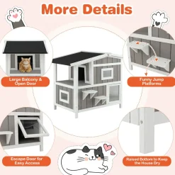 Tangkula 2-Story Outdoor Cat House