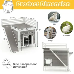 Tangkula 2-Story Outdoor Cat House, Feral Kitty Houses with Escape Doors