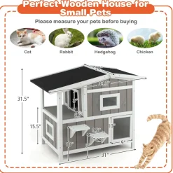 Tangkula 2-Story Outdoor Cat House