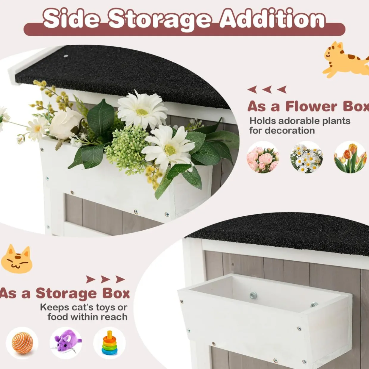 Tangkula 2-Story Outdoor Cat House with Removable Floor