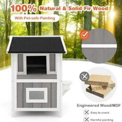 Tangkula 2-Story Outdoor Cat House