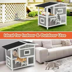 Tangkula 2-Story Outdoor Cat House