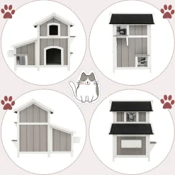 Tangkula 2-Story Outdoor Cat House with Removable Floor