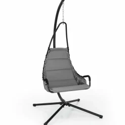 Tangkula Swing Chair with Stand, Hanging Egg Chair with Cushion, Indoor Outdoor Hammock Chair