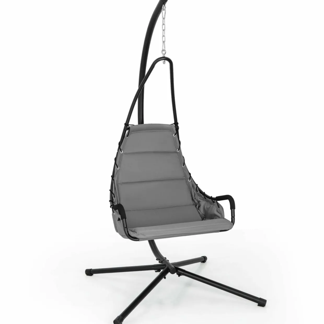 Tangkula Swing Chair with Stand, Hanging Egg Chair with Cushion, Indoor Outdoor Hammock Chair