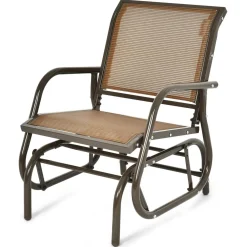 Tangkula Swing Glider Chair, Ergonomic Rocking Chair with Comfortable Fabric, Iron Frame