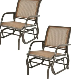 Tangkula Swing Glider Chair, Ergonomic Rocking Chair with Comfortable Fabric, Iron Frame