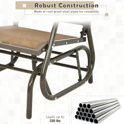 Tangkula Swing Glider Chair, Ergonomic Rocking Chair with Comfortable Fabric, Iron Frame