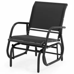 Tangkula Swing Glider Chair, Ergonomic Rocking Chair with Comfortable Fabric, Iron Frame