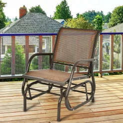 Tangkula Swing Glider Chair, Ergonomic Rocking Chair with Comfortable Fabric, Iron Frame