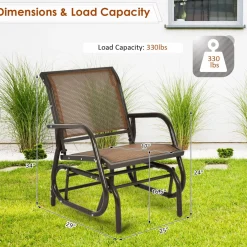 Tangkula Swing Glider Chair, Ergonomic Rocking Chair with Comfortable Fabric, Iron Frame