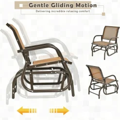 Tangkula Swing Glider Chair, Ergonomic Rocking Chair with Comfortable Fabric, Iron Frame