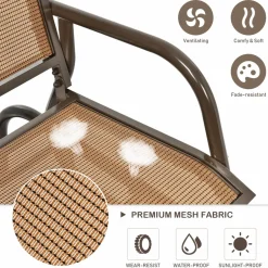 Tangkula Swing Glider Chair, Ergonomic Rocking Chair with Comfortable Fabric, Iron Frame