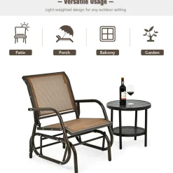 Tangkula Swing Glider Chair, Ergonomic Rocking Chair with Comfortable Fabric, Iron Frame