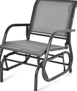 Tangkula Swing Glider Chair, Ergonomic Rocking Chair with Comfortable Fabric, Iron Frame