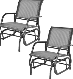 Tangkula Swing Glider Chair, Ergonomic Rocking Chair with Comfortable Fabric, Iron Frame
