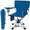 Tangkula Swivel Camping Chair, Portable Lawn Chair with Cup Holder, Storage Pocket, Carrying Bag